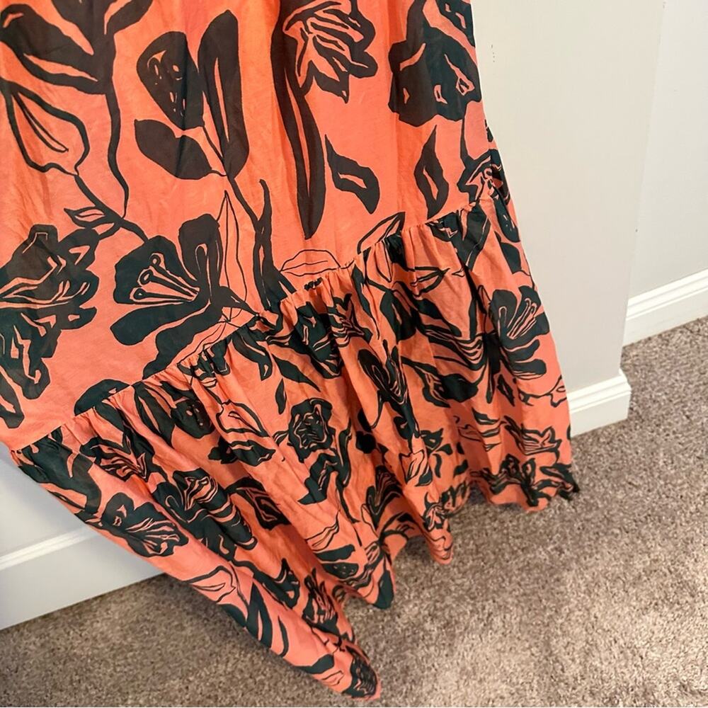 Tanya Taylor Pink Green Leaf Silk Cotton Maxi Dress 4 - Picture 11 of 16